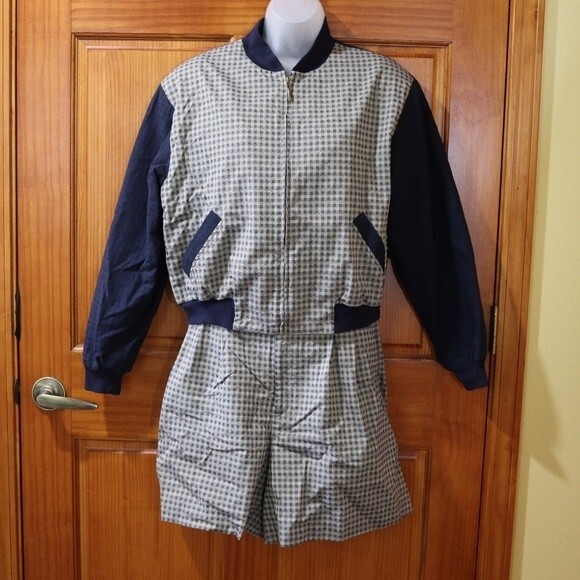 Haley Vintage Short & Jacket Set Gingham Plaid Cotton Medium - Picture 11 of 16